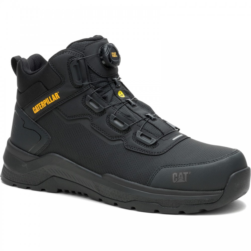 CAT Inductor Tech Safety Boots ESD Black BOA Style Fastlock