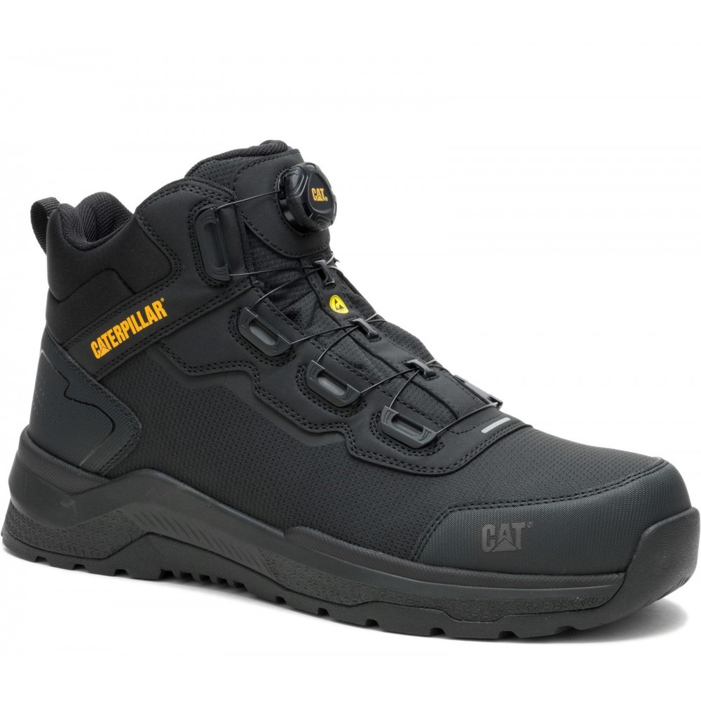 CAT Inductor Tech Safety Boots ESD Black BOA Style Fastlock