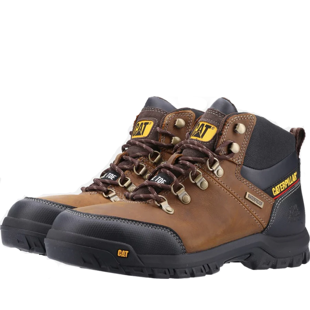 CAT Framework Safety Boots Waterprrof Steel Toe Caps Brown