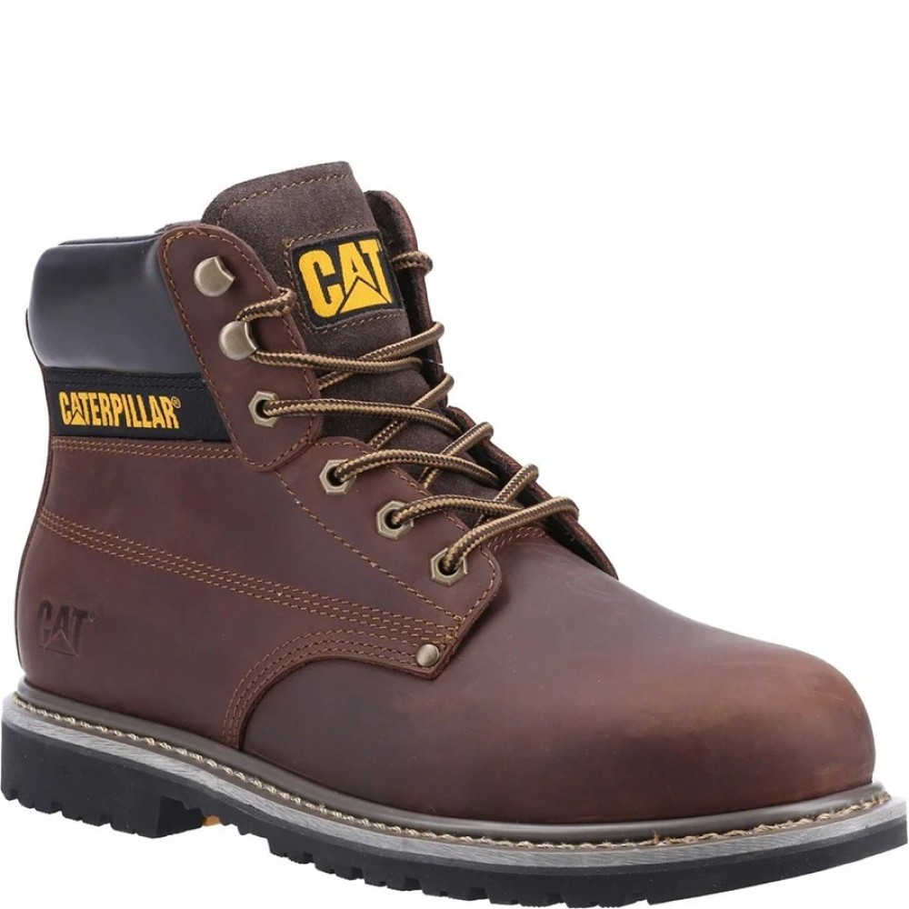 CAT Powerplant SB Safety Boots Brown Steel Toe Caps 