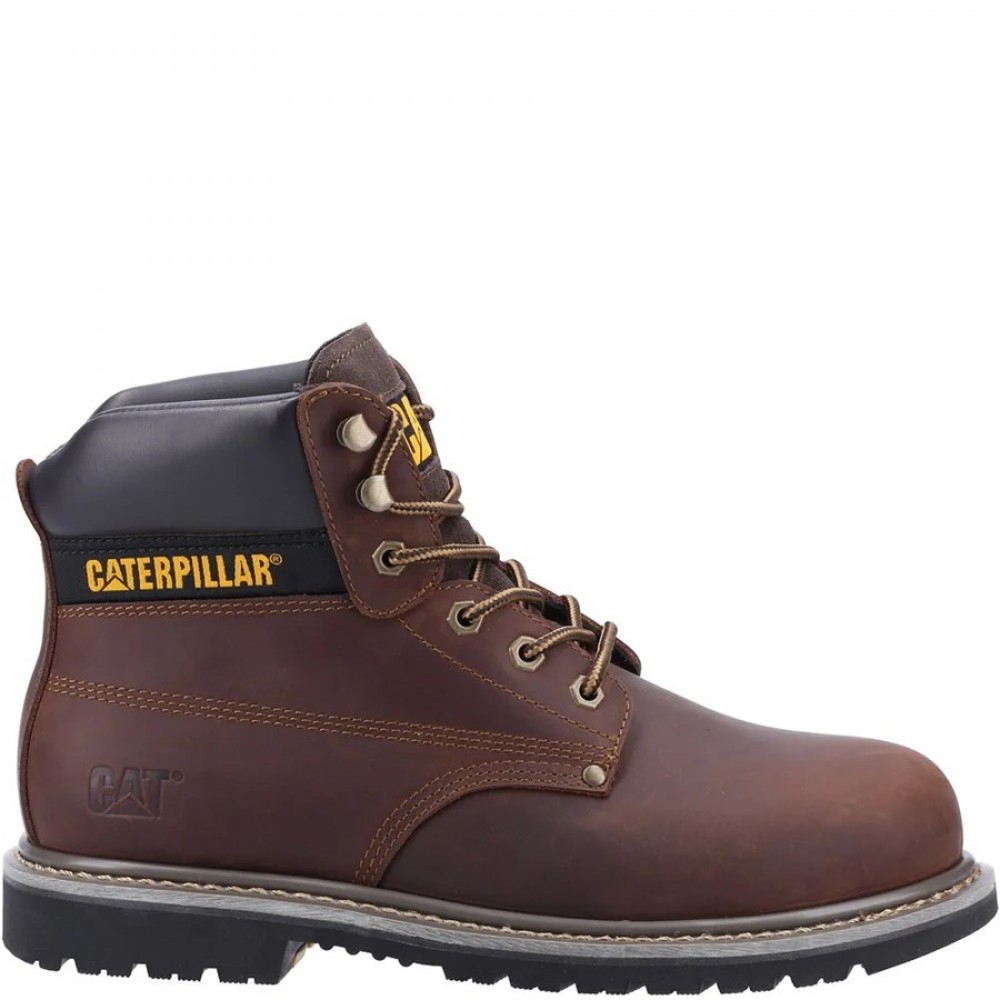 CAT Powerplant SB Safety Boots Brown Steel Toe Caps 
