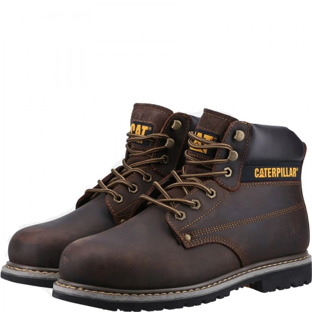CAT Powerplant SB Safety Boots Brown Steel Toe Caps 