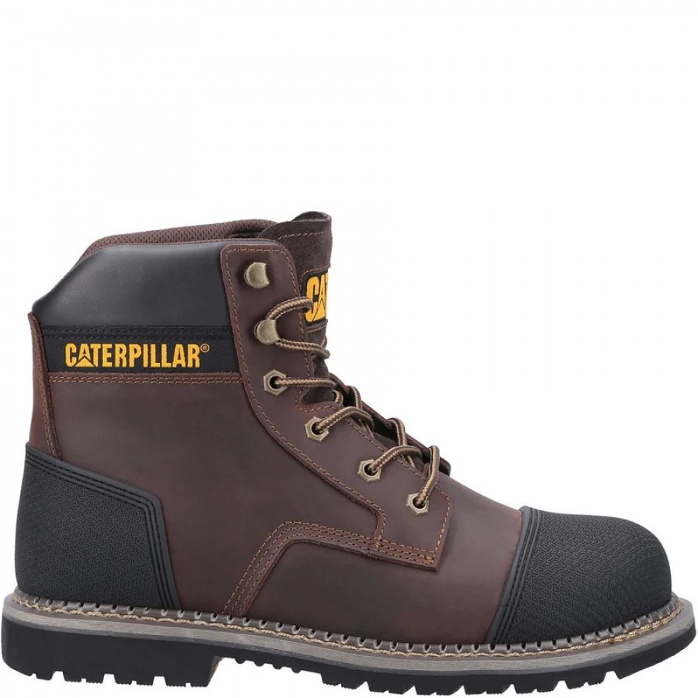 CAT Powerplant S3 Safety Boots Brown Scuff Cap