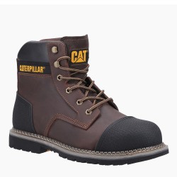 CAT Powerplant S3 Safety Boots Brown Scuff Cap