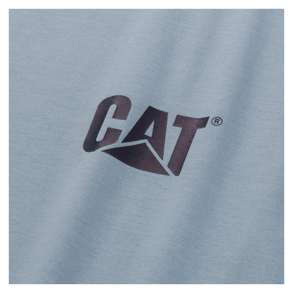 CAT Trademark Logo Blue Fog Heather T-Shirt