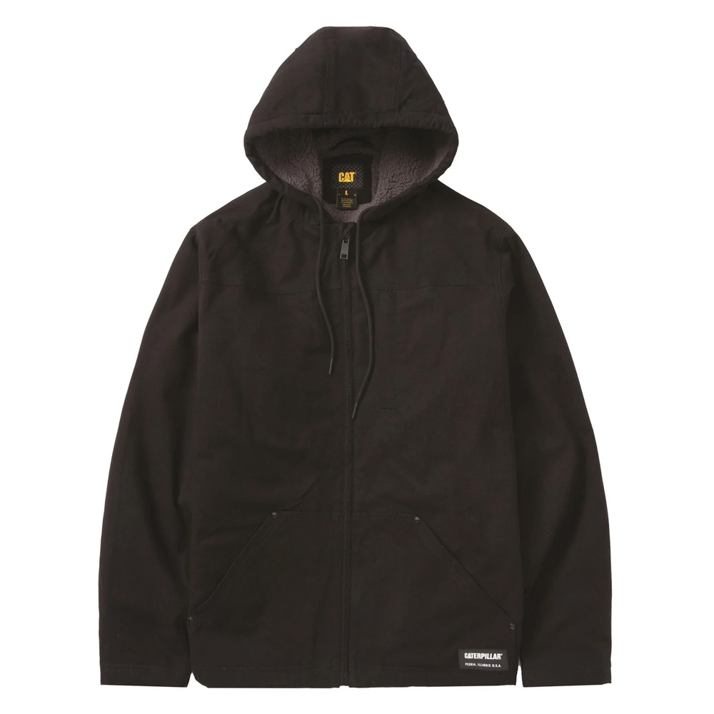 CAT Hooded Sherpa Black Lined Jacket