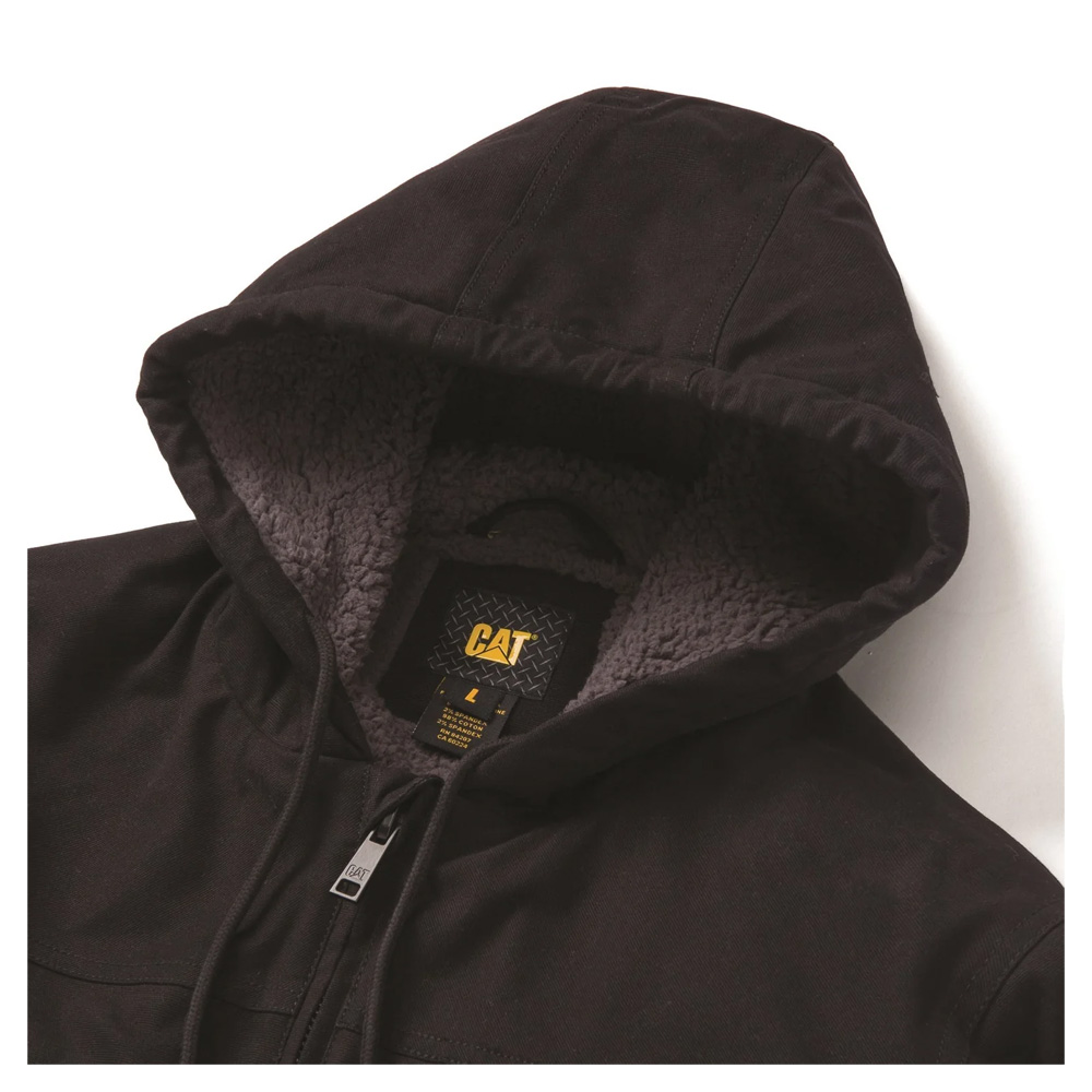 CAT Hooded Sherpa Black Lined Jacket