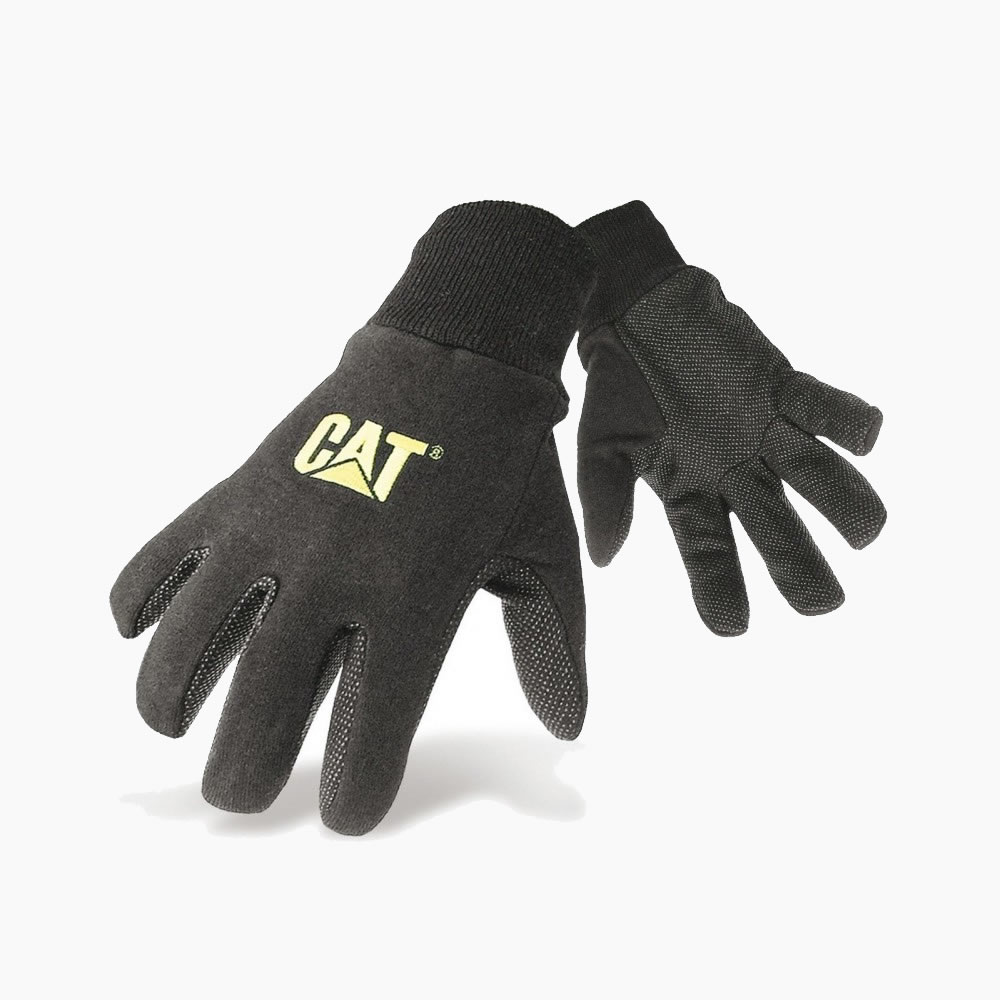 CAT Black Jersey Dotted Glove Large